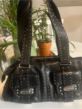 Michael Kors Black Studded Leather Satchel. Distressed / AS IS